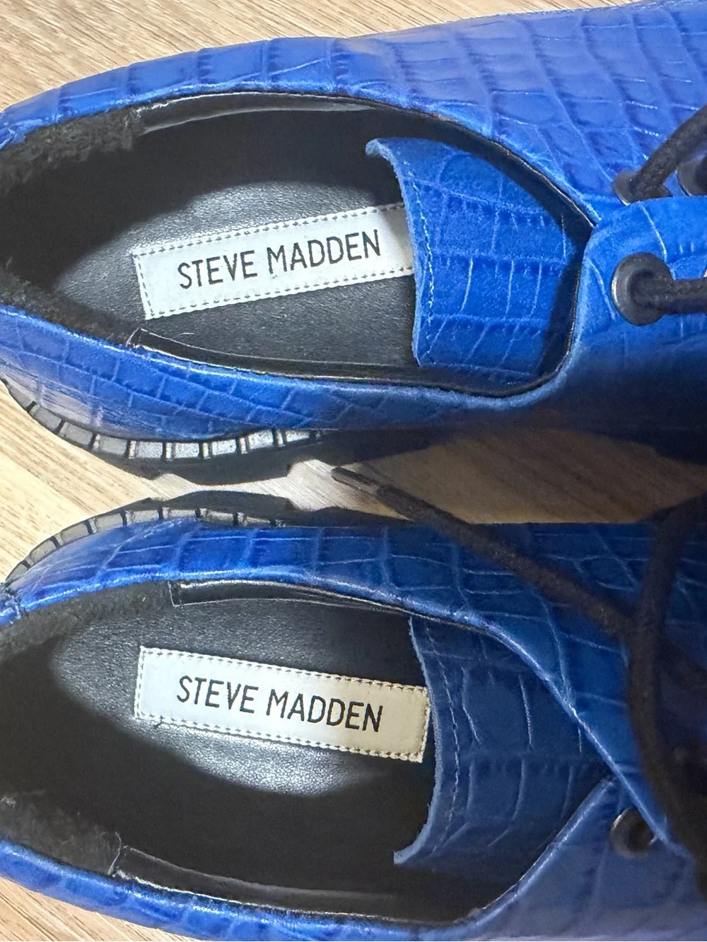 Steve Madden Madily Blue Croc Leather Chunky Platform Shoes Size 11